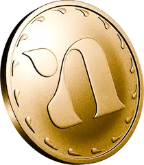 Moneda de oro con logotipo de norma